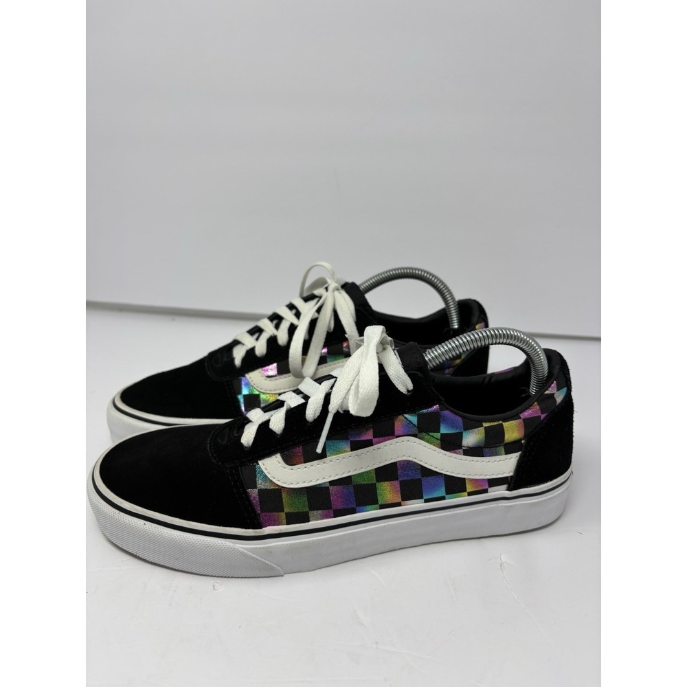 VANS Ward Skate Shoes Size 10 Missy Iridescent Check/Black